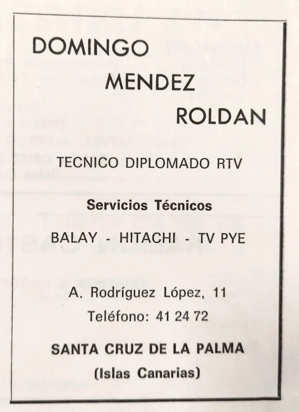 Publicidad La Palma, 1971